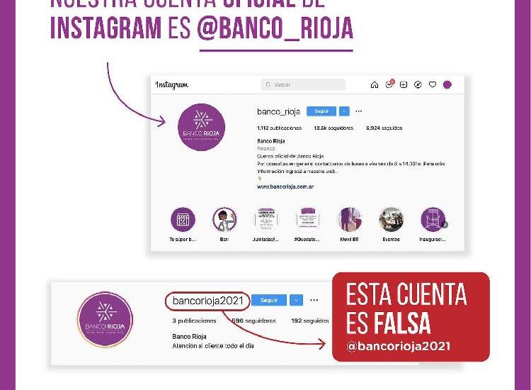 Advierten sobre cuentas falsas que se hacen pasar por el Banco Rioja